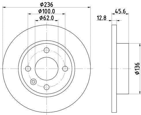 Hella 8DD 355 105-871 Unventilated front brake disc 8DD355105871