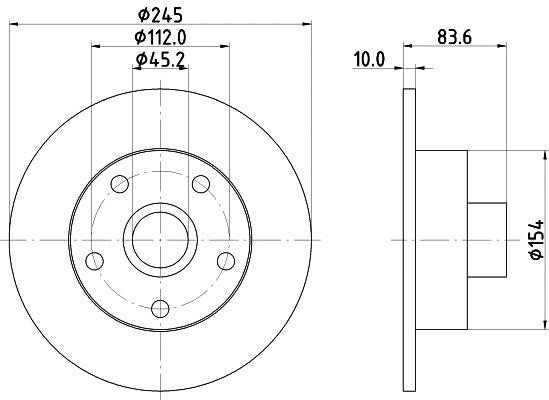 Hella 8DD 355 104-231 Rear brake disc, non-ventilated 8DD355104231