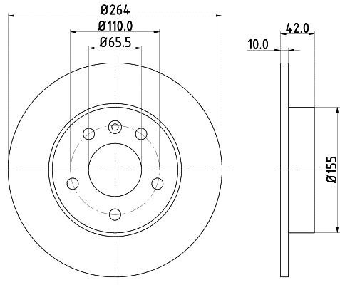Hella 8DD 355 106-111 Rear brake disc, non-ventilated 8DD355106111
