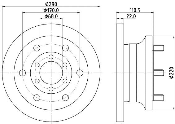 Brake discs Iveco: 8DD355106361 Hella Unventilated front brake disc