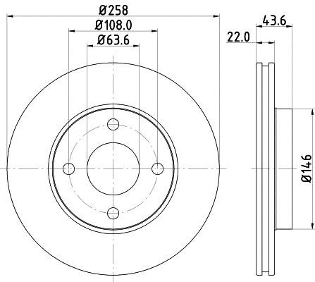 Hella 8DD 355 106-431 Front brake disc ventilated 8DD355106431