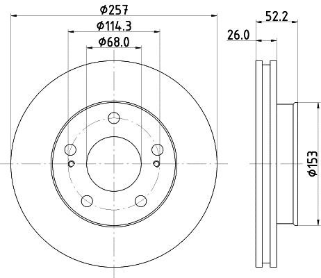 Hella 8DD 355 104-561 Front brake disc ventilated 8DD355104561