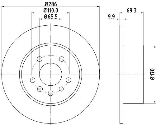 Hella 8DD 355 104-701 Rear brake disc, non-ventilated 8DD355104701