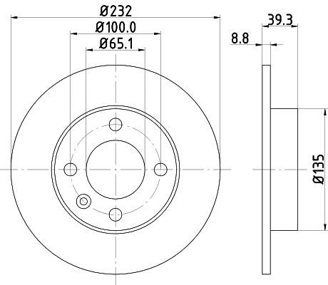 Hella 8DD 355 106-681 Rear brake disc, non-ventilated 8DD355106681