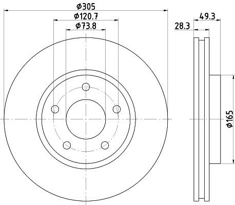 Hella 8DD 355 106-801 Front brake disc ventilated 8DD355106801