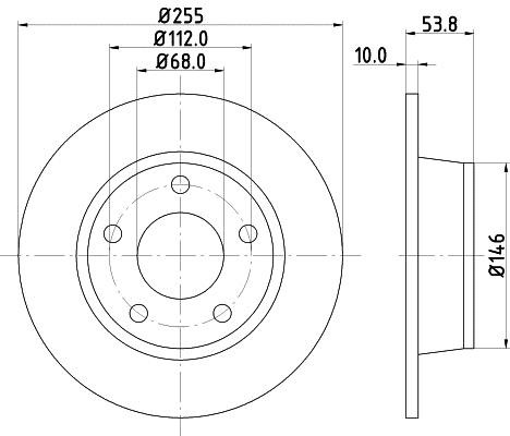 Hella 8DD 355 107-351 Rear brake disc, non-ventilated 8DD355107351