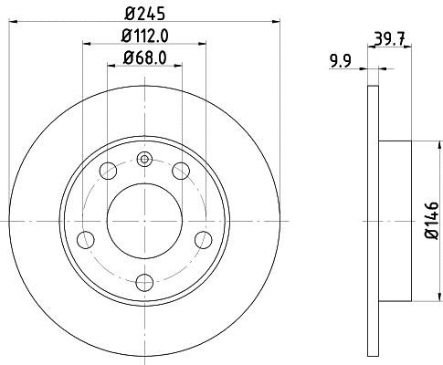 Hella 8DD 355 107-541 Rear brake disc, non-ventilated 8DD355107541