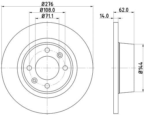 Hella 8DD 355 107-851 Rear solid brake disc 8DD355107851 8DD355107851 Hella Rear solid brake disc