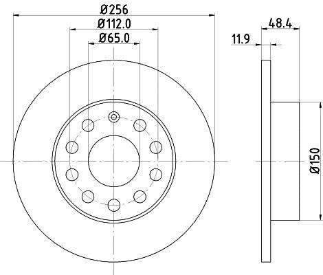 Hella 8DD 355 109-641 Rear brake disc, non-ventilated 8DD355109641