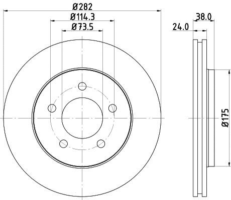 Hella 8DD 355 107-931 Front brake disc ventilated 8DD355107931