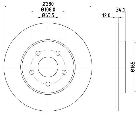 Hella 8DD 355 108-061 Rear brake disc, non-ventilated 8DD355108061
