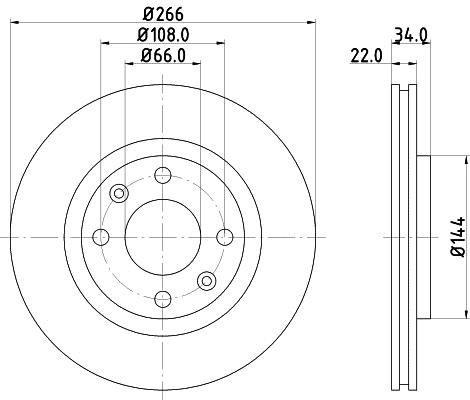 Hella 8DD 355 108-351 Front brake disc ventilated 8DD355108351