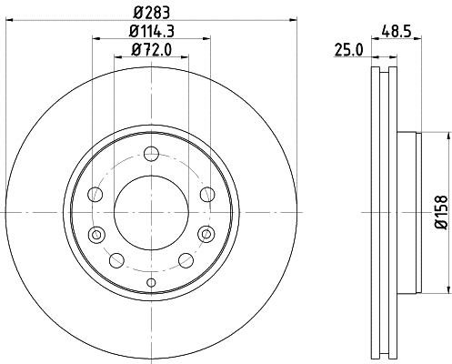 Hella 8DD 355 128-181 Front vented brake disc 8DD355128181 8DD355128181 Hella Front vented brake disc