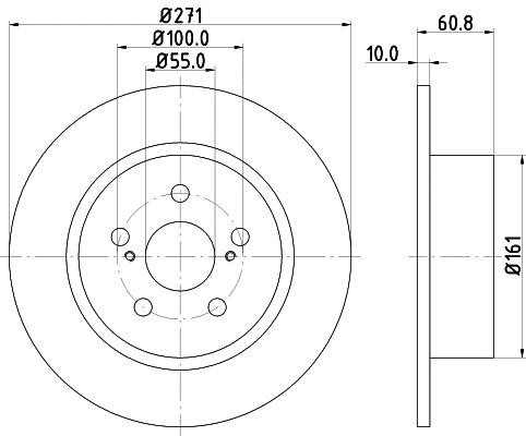 Hella 8DD 355 110-551 Rear brake disc, non-ventilated 8DD355110551