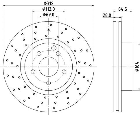 Hella 8DD 355 109-451 Front brake disc ventilated 8DD355109451