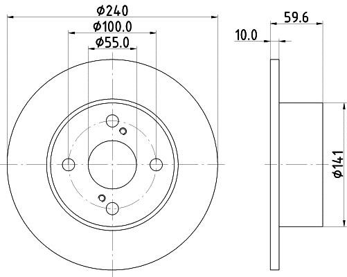 Hella 8DD 355 111-711 Rear brake disc, non-ventilated 8DD355111711