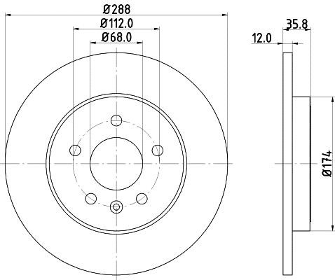 Hella 8DD 355 111-811 Rear brake disc, non-ventilated 8DD355111811