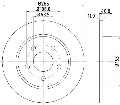 Hella 8DD 355 111-381 Rear brake disc, non-ventilated 8DD355111381