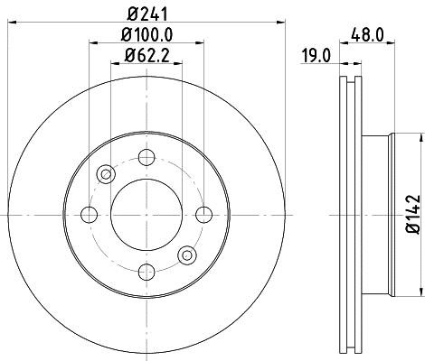 Hella 8DD 355 111-431 Front brake disc ventilated 8DD355111431