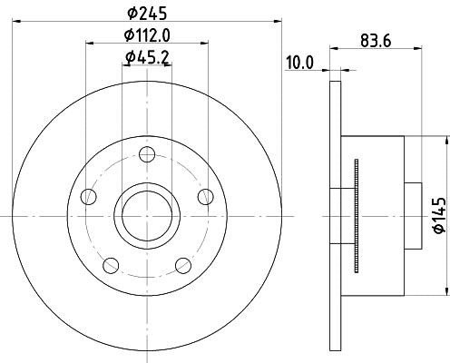 Hella 8DD 355 120-151 Rear brake disc, non-ventilated 8DD355120151