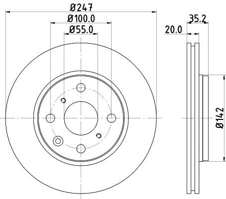 Hella 8DD 355 112-311 Front brake disc ventilated 8DD355112311