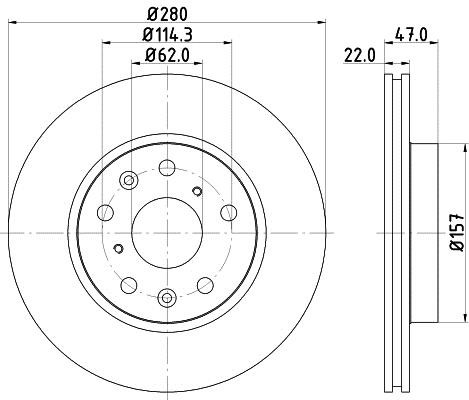 Hella 8DD 355 113-631 Front vented brake disc 8DD355113631 8DD355113631 Hella Front vented brake disc