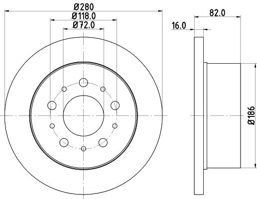 Hella 8DD 355 113-711 Rear brake disc, non-ventilated 8DD355113711