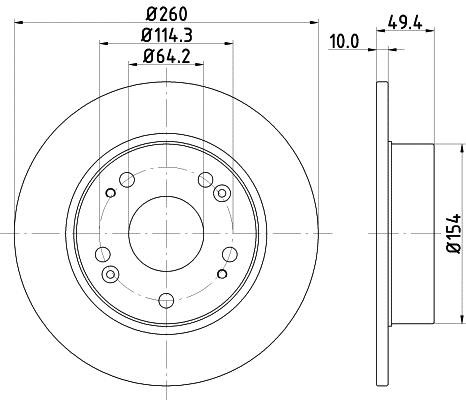 Hella 8DD 355 118-731 Rear brake disc, non-ventilated 8DD355118731
