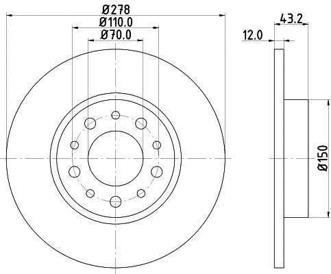 Hella 8DD 355 112-541 Rear brake disc, non-ventilated 8DD355112541