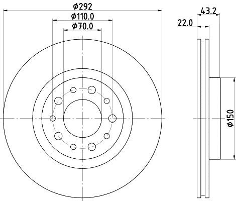 Hella 8DD 355 112-561 Rear ventilated brake disc 8DD355112561