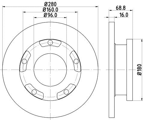 Hella 8DD 355 113-811 Rear brake disc, non-ventilated 8DD355113811
