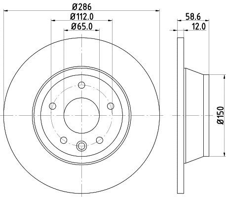 Hella 8DD 355 113-841 Rear solid brake disc 8DD355113841 8DD355113841 Hella Rear solid brake disc