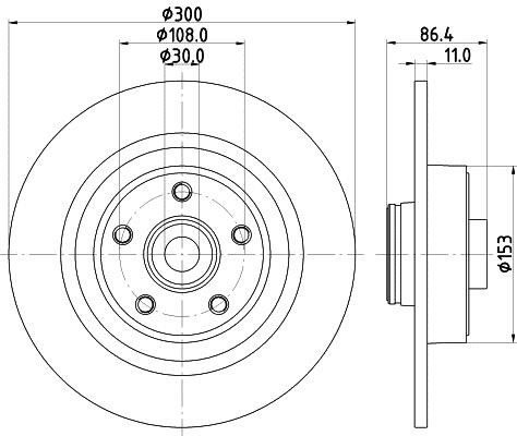 Hella 8DD 355 123-321 Rear brake disc, non-ventilated 8DD355123321