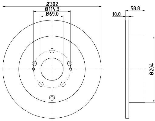 Hella 8DD 355 118-801 Rear solid brake disc 8DD355118801 8DD355118801 Hella Rear solid brake disc