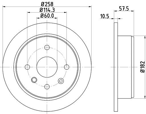 Hella 8DD 355 114-161 Rear brake disc, non-ventilated 8DD355114161
