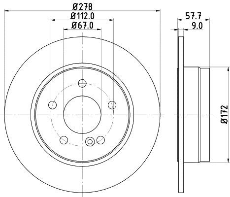 Hella 8DD 355 114-181 Rear solid brake disc 8DD355114181 8DD355114181 Hella Rear solid brake disc