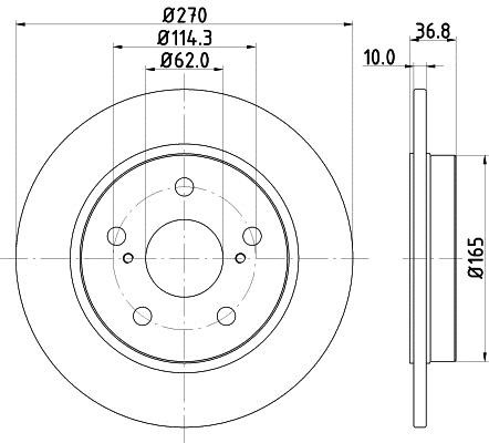 Hella 8DD 355 118-971 Rear brake disc, non-ventilated 8DD355118971