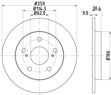 Hella 8DD 355 118-981 Rear brake disc, non-ventilated 8DD355118981