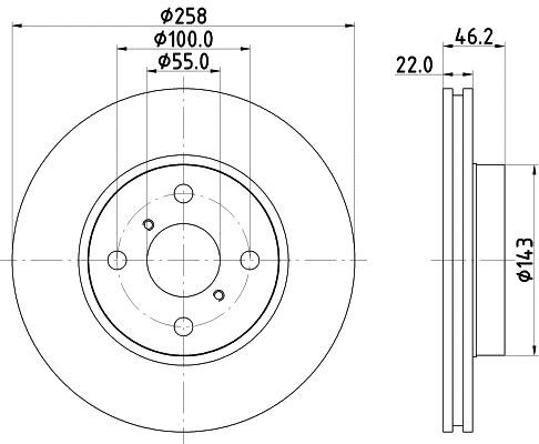 Hella 8DD 355 114-311 Front vented brake disc 8DD355114311 8DD355114311 Hella Front vented brake disc