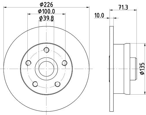 Hella 8DD 355 113-411 Rear brake disc, non-ventilated 8DD355113411