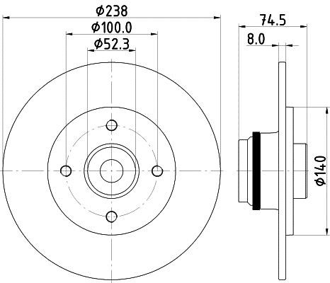 Hella 8DD 355 113-431 Rear brake disc, non-ventilated 8DD355113431