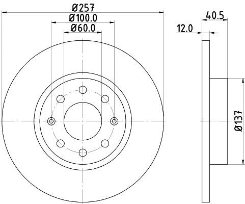 Hella 8DD 355 114-351 Unventilated front brake disc 8DD355114351