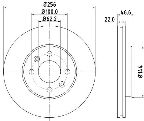 Hella 8DD 355 119-011 Front vented brake disc 8DD355119011 8DD355119011 Hella Front vented brake disc