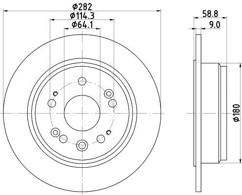 Hella 8DD 355 119-031 Rear solid brake disc 8DD355119031 8DD355119031 Hella Rear solid brake disc