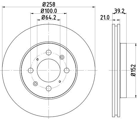 Hella 8DD 355 114-451 Front brake disc ventilated 8DD355114451