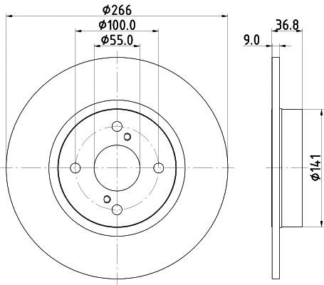 Hella 8DD 355 114-781 Rear brake disc, non-ventilated 8DD355114781
