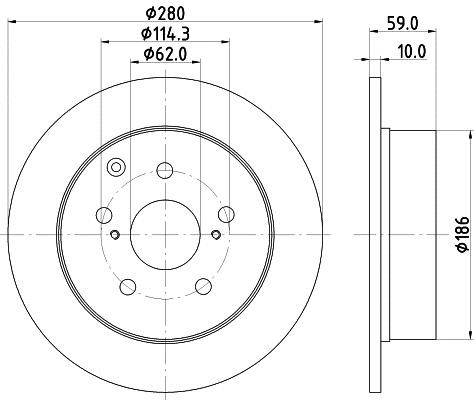 Hella 8DD 355 119-121 Rear brake disc, non-ventilated 8DD355119121