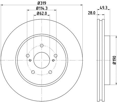 Brake rotor Geely: 8DD355114981 Hella Front vented brake disc