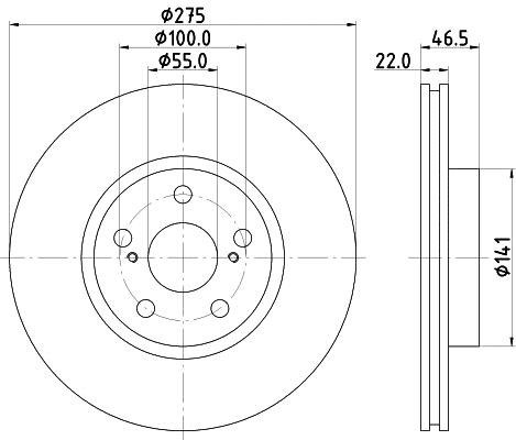 Hella 8DD 355 116-371 Front brake disc ventilated 8DD355116371