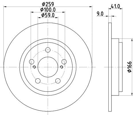 Hella 8DD 355 116-401 Rear brake disc, non-ventilated 8DD355116401